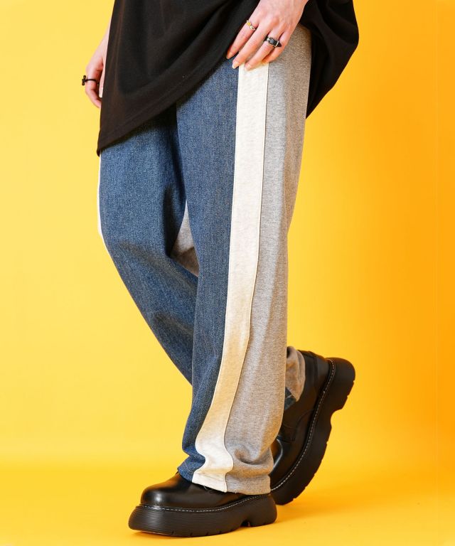 セール】デニム風ルーズシルエットパンツ（スウェットパンツ