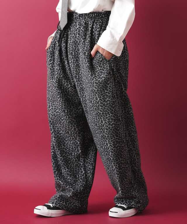 レオパード裏起毛フリースワイドイージーパンツ / メンズ レディース