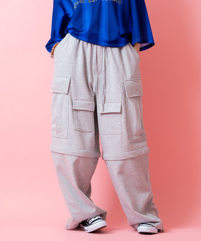 コンバーチブルロング＆ハーフ2WAYスウェット連打ポケット