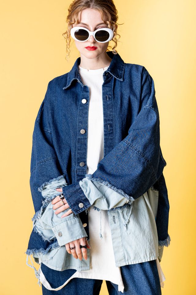 フェイクレイヤーダメージデニムシャツジャケット ankoROCK(アンコ  