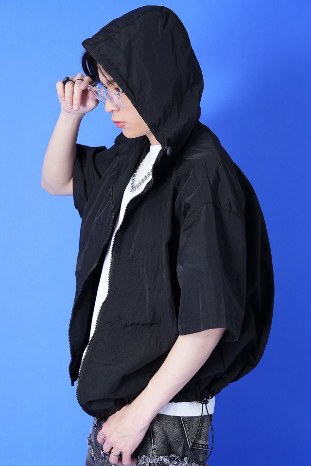 a.p.o.v. -ankoROCK's select- ナイロンジップアップショート丈半袖パーカー / フーディー a.p.o.v. -ankoROCK's select- ナイロンジップアップショート丈半袖パーカー / フーディー