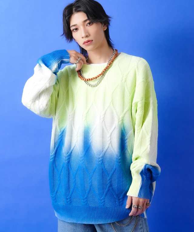 グラデーションケーブルニットセーター / メンズ レディース