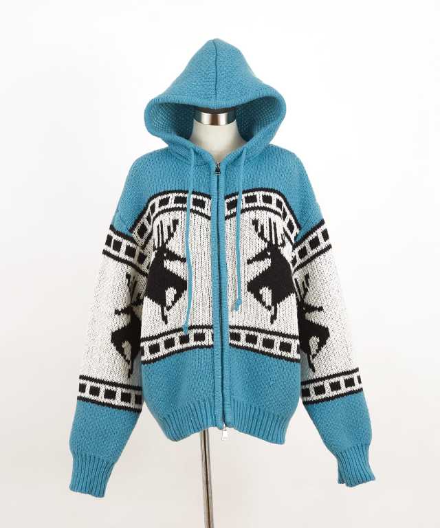 ノルディック柄カウチンニットフーディーセーター / メンズ レディース  