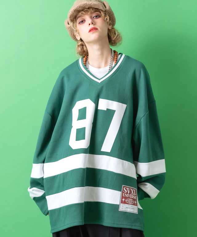 ホッケージャージデザインオーバーサイズスウェットカットソー