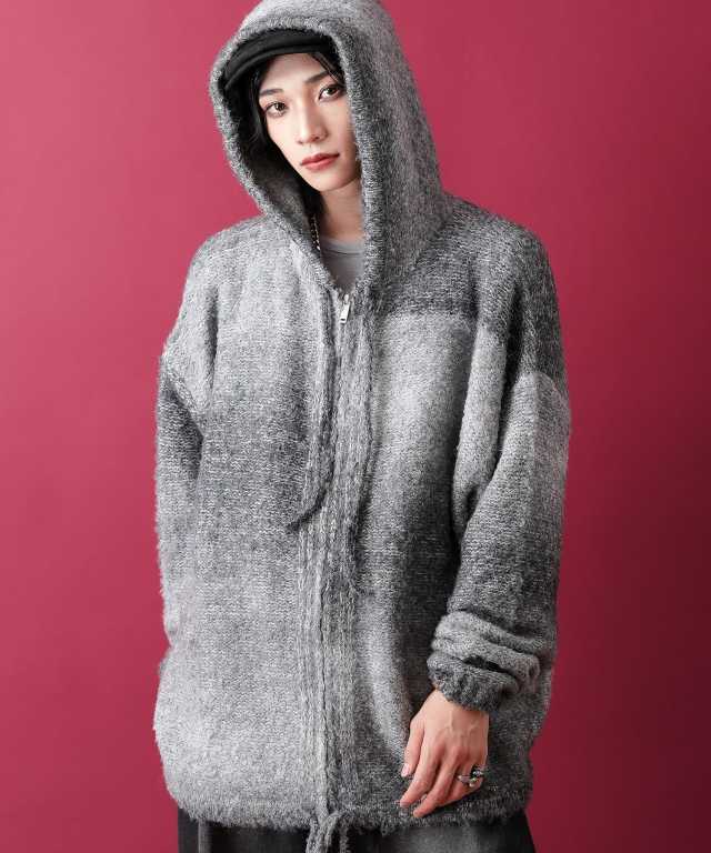 グラデーションスラブニットジップアップパーカー / ZIPパーカー