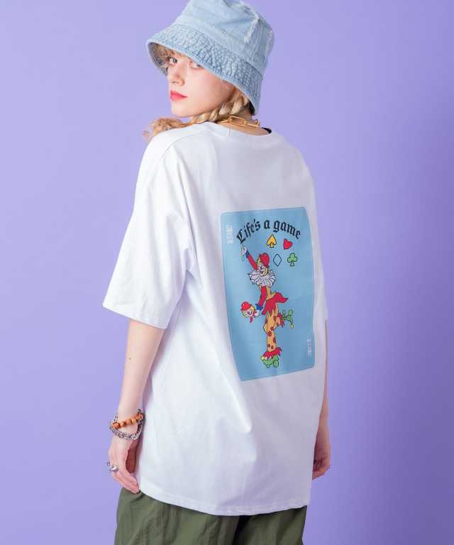 【PUTUMAYO】トランプデザイン Tシャツ バックジョーカートランプビッグプリントオーバーサイズTシャツ