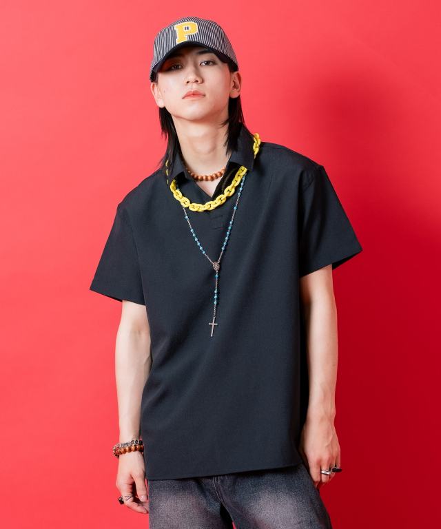 フェイクアイレットロングベルトバルーンワイドチノパンツ / メンズ