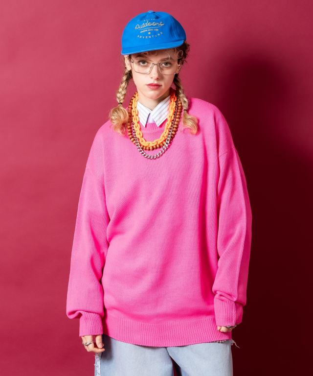 カラーバリエーションオーバーサイズクルーネックニットセーター