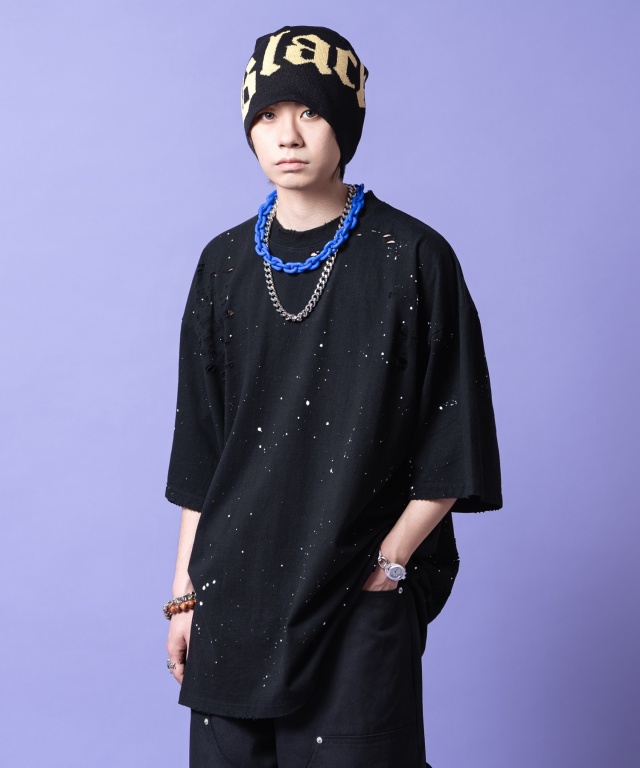 AW2010 ペイントスプラッター　Tシャツ スプラッターペイントダメージ加工コットンオーバーサイズTシャツ