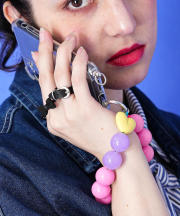 an meets zakka ハートモチーフビッグパールスマホストラップ