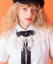 an meets zakka 花柄コットンレースミックスフリルチュール付け襟