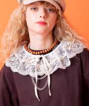 an meets zakka コットンフラワーレース＆２段フリルチュール付け襟