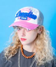 an meets zakka ロゴ＆ワッペンダメージレトロメッシュキャップ