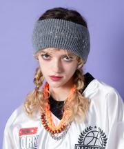 an meets zakka メタルスタッズリブニットワイドヘアバンド