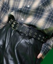 an meets zakka ダブルハトメアイレットスタッズ合成皮革ベルト