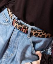 an meets zakka レオパードハラコタッチ合成皮革ベルト