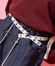 an meets zakka リベットスタッズスナップボタンスクエアナローベルト