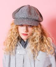 an meets zakka ランダムチェックパッチワークウールキャスケット