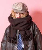 an meets zakka シンプル無地バリエーション大判ファー混アクリルマフラー(66cm×197cm)