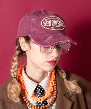 an meets zakka ダメージ＆ピグメントクラシックロゴ刺繍ベースボールキャップ