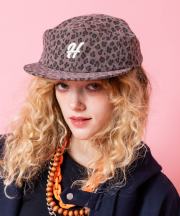 an meets zakka レトロレオパードウォッシュドコットンワンポイント刺繍6パネルキャップ