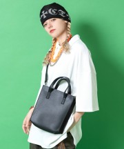an meets zakka 合成皮革２WAYショルダー縦長スクエアボックスハンドバッグ