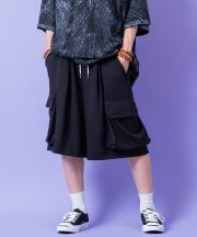 a.p.o.v.  スウェットワイドカーゴハーフパンツ/ブラック