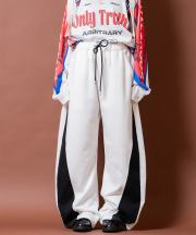 a.p.o.v. アシンメトリーフロントラインワイドヘヴィーウェイトコットンスウェットパンツ/ホワイト