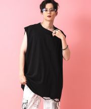 a.p.o.v.  クラッシュ&ダメージオーバーサイズノースリーブ/ブラック