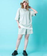 a.p.o.v.  フェイクレイヤーTシャツ＆ショートパンツセットアップ/ライトグリーン