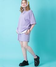 a.p.o.v.  フェイクレイヤーTシャツ＆ショートパンツセットアップ/パープル