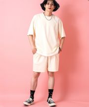 a.p.o.v.  フェイクレイヤーTシャツ＆ショートパンツセットアップ/アイボリー
