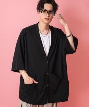 a.p.o.v.  ビッグポケットオーバーサイズ半袖カーディガン/ブラック