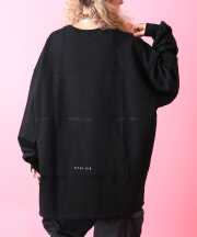 a.p.o.v.  バックパッチワーク＆デザインプリントオーバーサイズトレーナー/ブラック