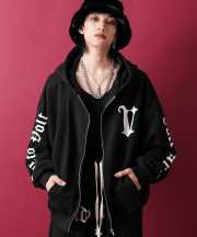 a.p.o.v.  ストリートロゴスウェットジップアップパーカー/ブラック