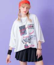 a.p.o.v.  レトロパンキッシュコラージュプリントオーバーサイズTシャツ/ホワイト