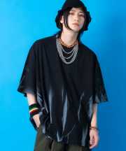 a.p.o.v.  グラデーションダート染色プリントペイントオーバーサイズTシャツ/ブラック