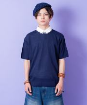 a.p.o.v.  ニットTシャツ/ネイビー