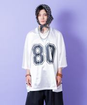 a.p.o.v.  ビッグナンバリングシャイニーポリオーバーサイズフットボールシャツ/ホワイト
