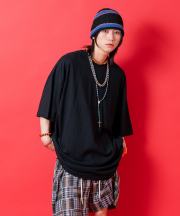 a.p.o.v.  ワンウォッシュコットンオーバーサイズTシャツ/ブラック