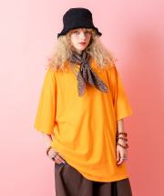a.p.o.v.  ワンウォッシュコットンオーバーサイズTシャツ/オレンジ