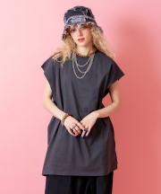 a.p.o.v.  オーバーサイズコットンノースリーブ/チャコール