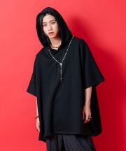 a.p.o.v.  オーバーサイズスウェットポンチョプルオーバーパーカー/ブラック