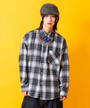 a.p.o.v. クラシックチェック柄コットンネルシャツ/ブラック