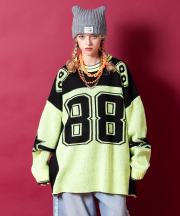 a.p.o.v. ゲームジャージデザインオーバーサイズニットセーター/イエロー