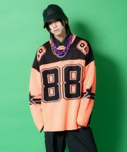 a.p.o.v. ゲームジャージデザインオーバーサイズニットセーター/オレンジ