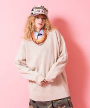 a.p.o.v. カラーバリエーションオーバーサイズクルーネックニットセーター/ベージュ