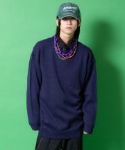 a.p.o.v. カラーバリエーションオーバーサイズクルーネックニットセーター/ネイビー