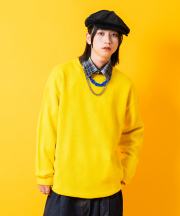 a.p.o.v. カラーバリエーションオーバーサイズクルーネックニットセーター/イエロー