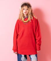 a.p.o.v. カラーバリエーションオーバーサイズクルーネックニットセーター/レッド